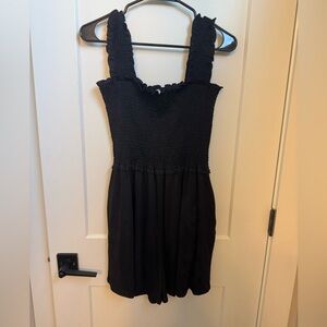 Black Smocked Sleeveless Romper